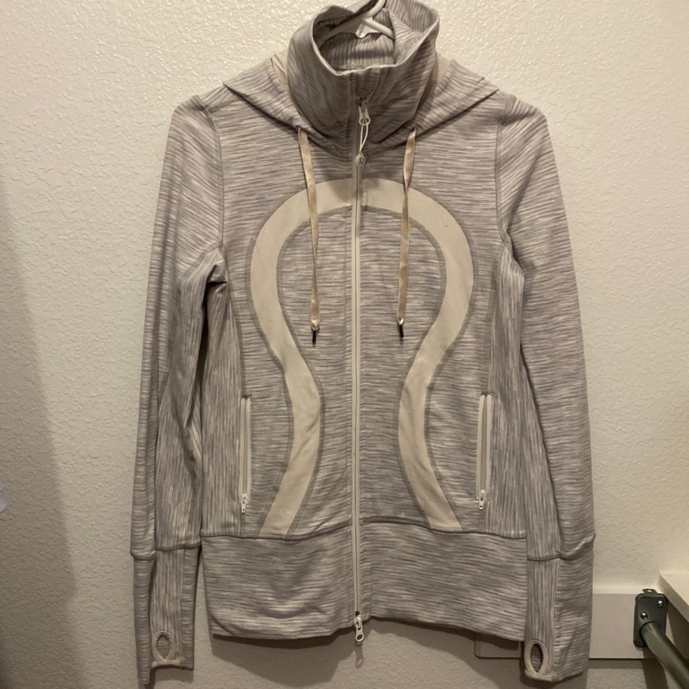 Lululemon Hooded Jacket size 6 (grey and white)